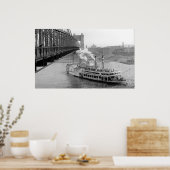 Poster Cincinnati Suspension Bridge et Steamboat 1906 BW (Cuisine)