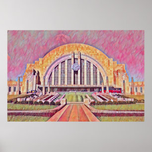 Poster Cincinnati Union Terminal Aquarelle Peinture