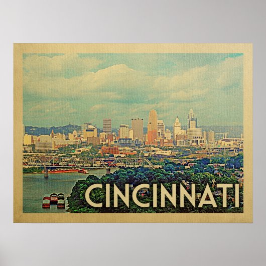 Poster Cincinnati Vintage voyage de l'Ohio (Devant)