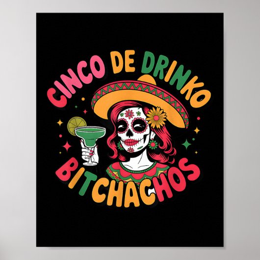 Poster Cinco De Drinko Achos Funny Parti Mexicain Cinco D (Devant)