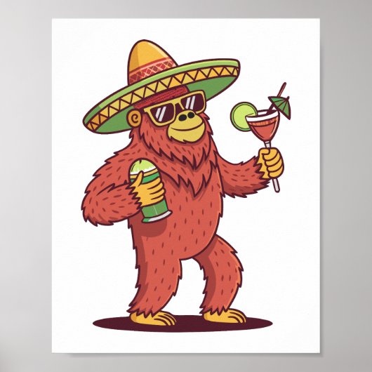 Poster Cinco de Drinko Funny Bigfoot à Sombrero (Devant)