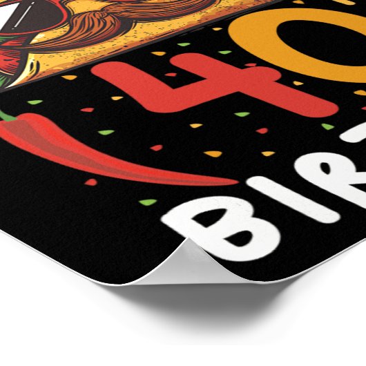 Poster Cinco De Mayo 40e Anniversaire Taco Age 40 Bi Mexi (Coin)