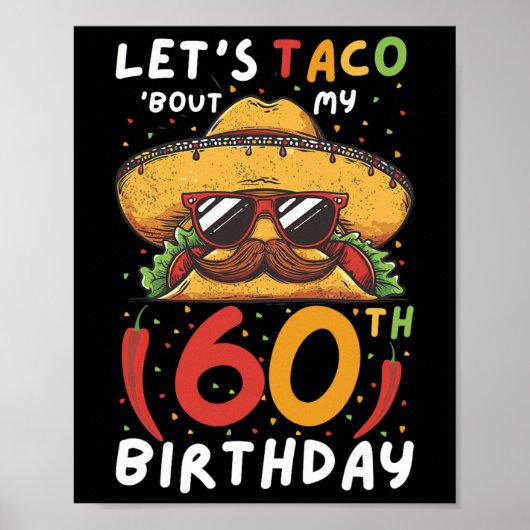 Poster Cinco De Mayo 60e Anniversaire Taco Age 60 Bi Mexi (Devant)
