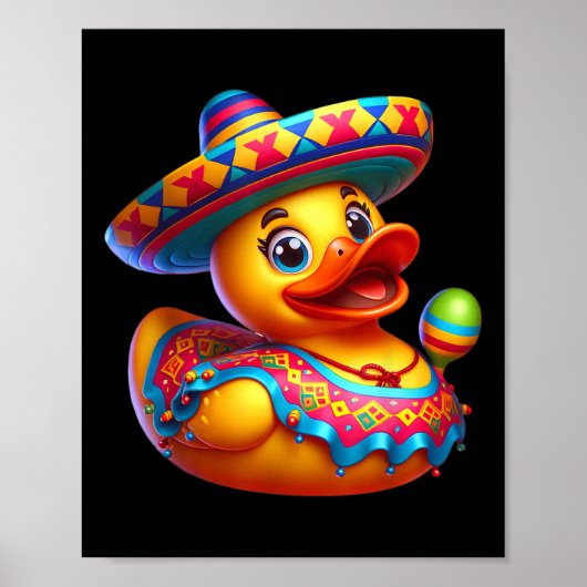 Poster Cinco De Mayo Canard Mexicaine Sombrero Fiesta Par (Devant)