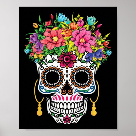 Poster Cinco De Mayo Crâne à sucre Dia De Los Muertos Jou (Devant)