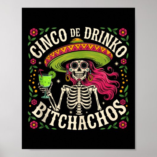 Poster Cinco De Mayo Funny Parti Mexicain Cinco De Drinko (Devant)