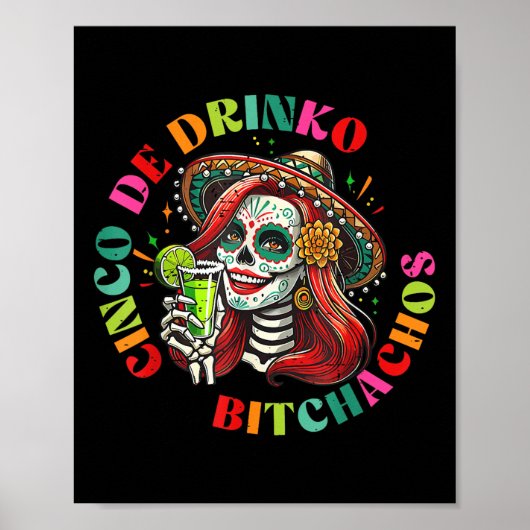 Poster Cinco De Mayo Funny Parti Mexicain Cinco De Drinko (Devant)