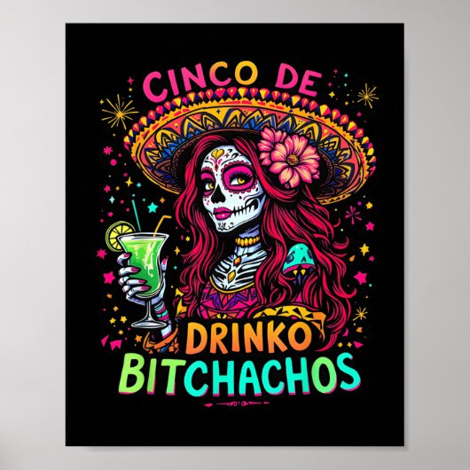 Poster Cinco De Mayo Funny Parti Mexicain Cinco De Drinko (Devant)