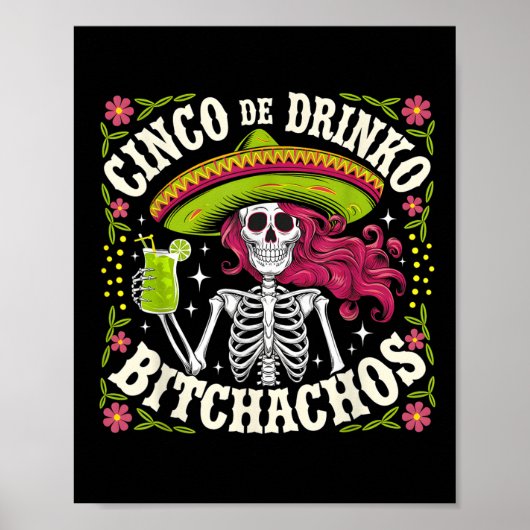 Poster Cinco De Mayo Funny Parti Mexicain Cinco De Drinko (Devant)