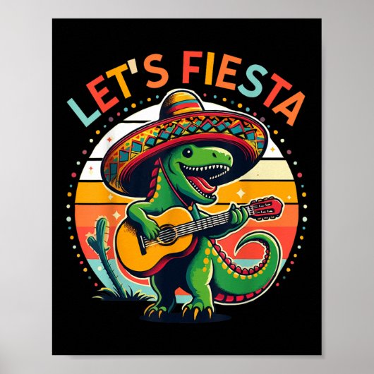 Poster Cinco De Mayo Garçons Enfants Lets Fiesta Dinosaur (Devant)