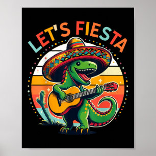 Poster Cinco De Mayo Garçons Enfants Lets Fiesta Dinosaur