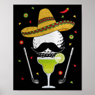Poster Cinco De Mayo Golfeur Avec Sombrero Et Margarita