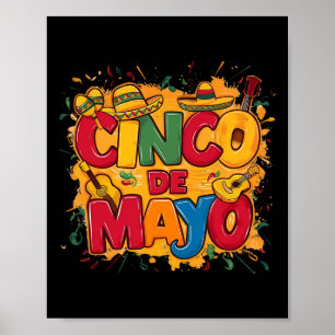 Poster Cinco De Mayo Guitare Mexicaine Cactus Pour Hommes