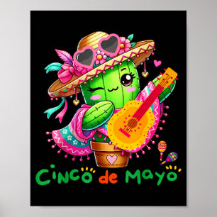 Poster Cinco De Mayo Guitare Mexicaine Cactus Pour Hommes