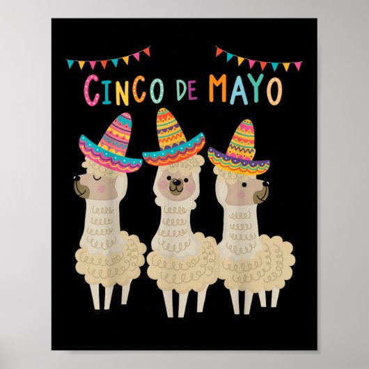 Poster Cinco De Mayo Llama Fiesta Vibe (Devant)