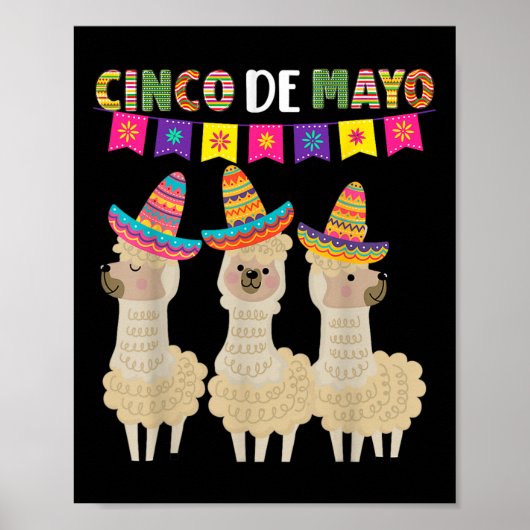 Poster Cinco De Mayo Llama Fiesta Vibe (Devant)
