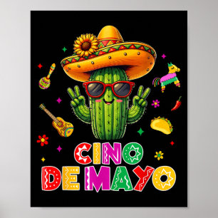 Poster Cinco de mayo mexicain cactus drôle, faisons la fê
