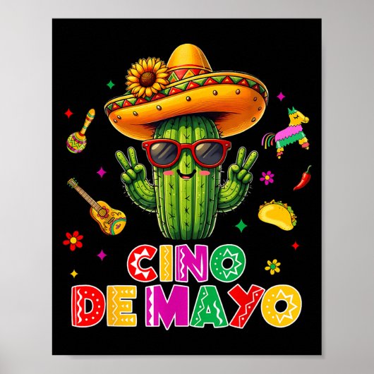 Poster Cinco de mayo mexicain cactus drôle, faisons la fê (Devant)