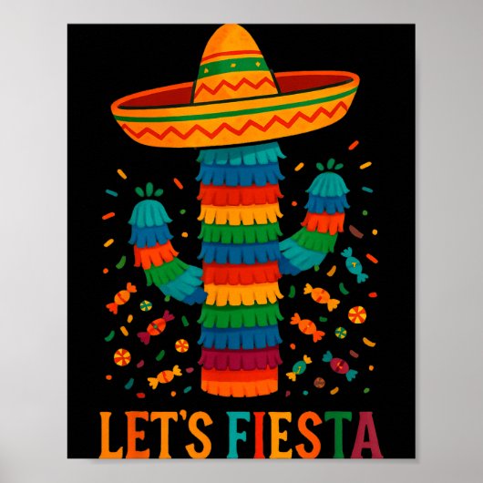 Poster Cinco de mayo mexican cactus party funny letsCinco (Devant)