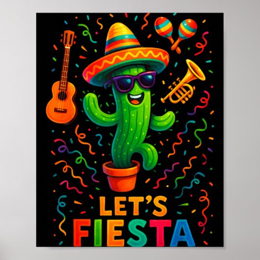 Poster Cinco de mayo mexican cactus party funny letsCinco (Devant)
