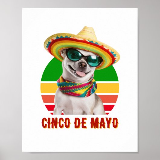 Poster Cinco De Mayo Sombrero Chihuahua Avec Lunettes De (Devant)