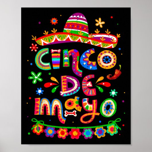 Poster Cinco De Mayo Taco Mexicain Faisons la Fête Cinco (Devant)