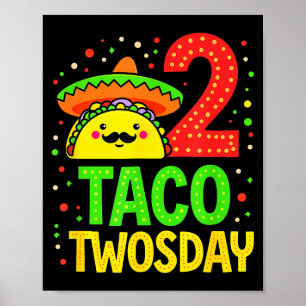 Poster Cinco De Mayo Taco Twosday 2e fête d'anniversaire