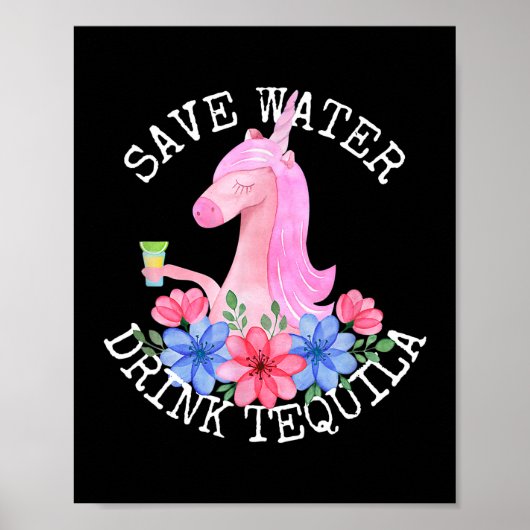 Poster Cinco De Mayo Unicorn Économisez De L'Eau Boire Te (Devant)