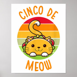 Poster Cinco De Meow Cinco De Mayo Funny Tacos Amoureux d