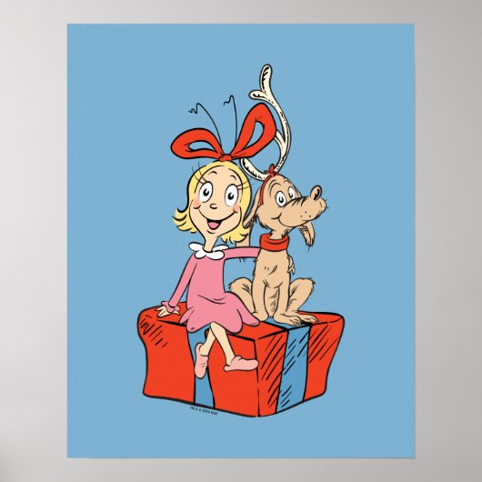 Poster Cindy Lou Who et Max sur un cadeau (Devant)