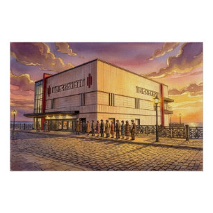 Poster Cinéma Regent au coucher du soleil, Redcar