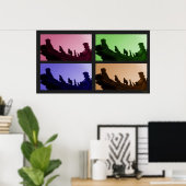 Poster Cinq Animaux Sur L'Affiche Du Toit (Bureau à domicile)
