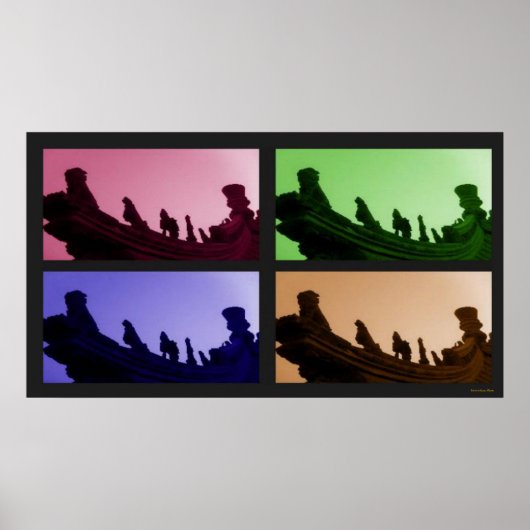 Poster Cinq Animaux Sur L'Affiche Du Toit (Devant)