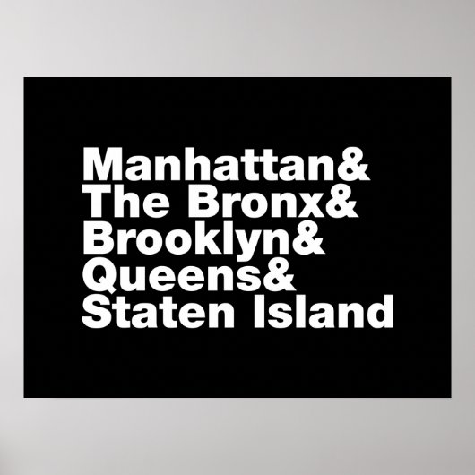 Poster Cinq Boroughs ~ New York (Devant)