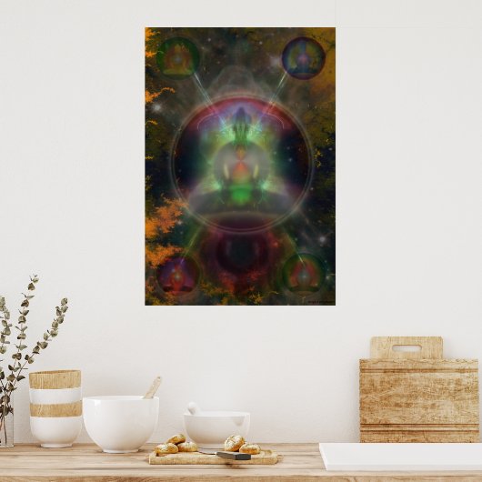 Poster Cinq Bouddha Mandala (Cuisine)