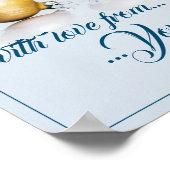 Poster Cinq boules de Noël dorées - écriture bleue (Coin)