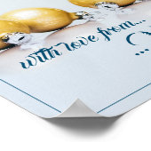 Poster Cinq boules de Noël dorées - écriture bleue (Coin)
