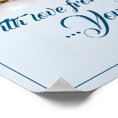 Poster Cinq boules de Noël dorées - écriture bleue (Coin)