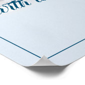 Poster Cinq boules dorées de Noël - écriture bleue (Coin)