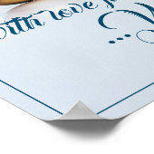 Poster Cinq boules dorées de Noël - écriture bleue (Coin)