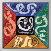 Poster Cinq dragons élémentaires (Devant)