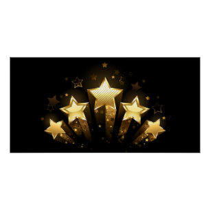 Poster Cinq étoiles d'or en noir