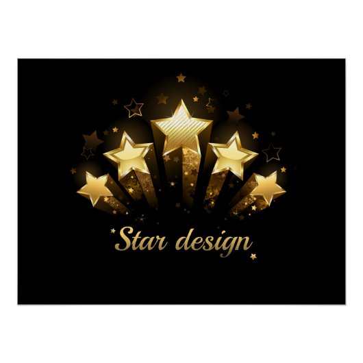 Poster Cinq étoiles d'or en noir (Devant)