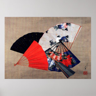 Poster Cinq fans, Hokusai