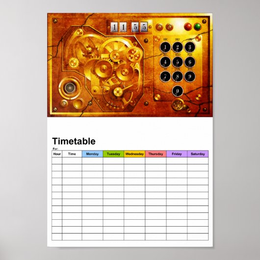Poster Cinq heures moins douze pendule Steampunk Grunge (Devant)