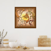 Poster Cinq Kokopellis Brown (Cuisine)