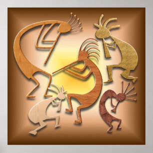 Poster Cinq Kokopellis Brown