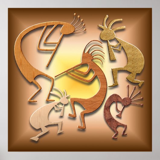 Poster Cinq Kokopellis Brown (Devant)