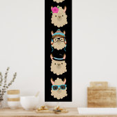 Poster Cinq lamas amusantes (Cuisine)