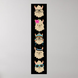 Poster Cinq lamas amusantes